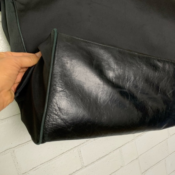 Club Monaco Black Leather Nylon Tote Travel Bag - Picture 4 of 8